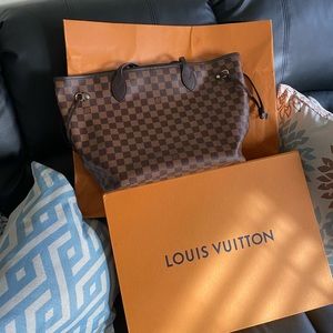 PRISTINE AUTHENTIC Louis Vuitton Neverfull Mm Tote Brown Damier Ebene Canvas .